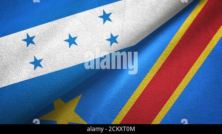 Honduras und Kongo Demokratische Republik zwei Flaggen Textiltuch Stockfoto