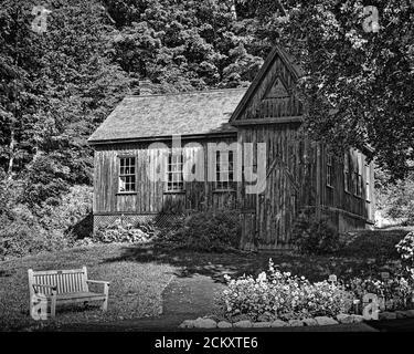 Die 1879 gegründete Volkssommerschule wurde auf den Idealen der Akademie Platons errichtet. Es saß auf dem Hügel hinter Orchard House (Louisa May Alcott's Haus) Stockfoto