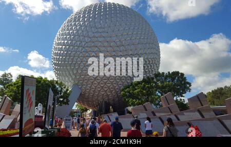 Raumschiff Erde, die riesige Kugel in Walt Disney World, Orlando Florida, USA Stockfoto