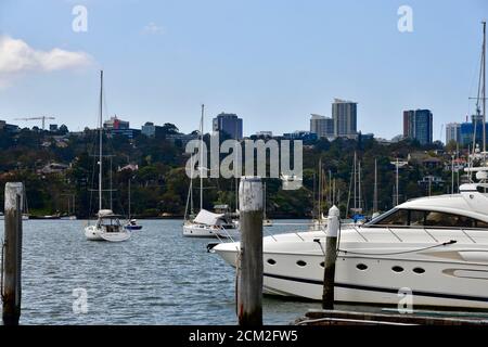 Ein Blick vom Vorland im Vorort Woolwich in Sydney, Australien Stockfoto