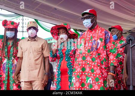 PDP Mega Rally für Edo State Governorship Wahl Godwin Obaseki Gewinnt die Gouverneurswahl des Edo-Bundesstaates Stockfoto