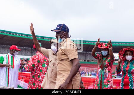 PDP Mega Rally für Edo State Governorship Wahl Godwin Obaseki Gewinnt die Gouverneurswahl des Edo-Bundesstaates Stockfoto