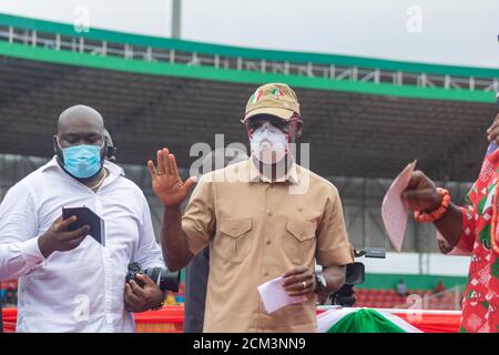 PDP Mega Rally für Edo State Governorship Wahl Godwin Obaseki Gewinnt die Gouverneurswahl des Edo-Bundesstaates Stockfoto