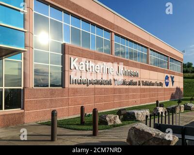 Die unabhängige Verification & Validation Facility der NASA wurde am 7. Juli 2019 in Fairmont, West Virginia, nach Agency Icon, Katherine Johnson, umbenannt. Johnson, ein „menschlicher Computer“ Mathematiker, wurde in dem Film Hidden Figures vorgestellt und half, die ersten Amerikaner im Weltraum und schließlich auf den Mond zu bringen. Stockfoto