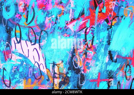 Handgezeichnete moderne Multi farbige Mischtechnik Kunst Leinwand Stockfoto