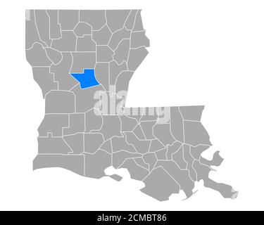 Karte von Grant in Louisiana Stockfoto