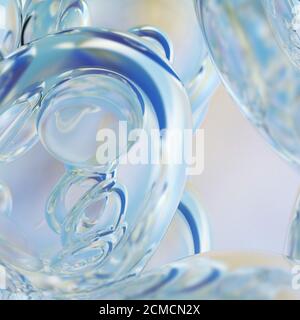 Schwebende Wassertropfen. Hintergrund der schönen Wassertropfen. 3D-Rendering Stockfoto