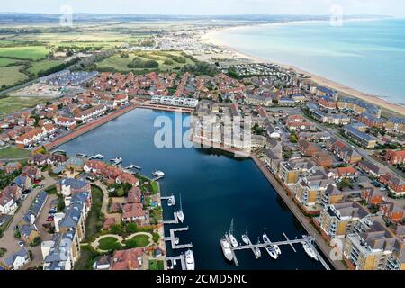 Luftdrohne Ansicht von Eastbourne East Sussex Stockfoto