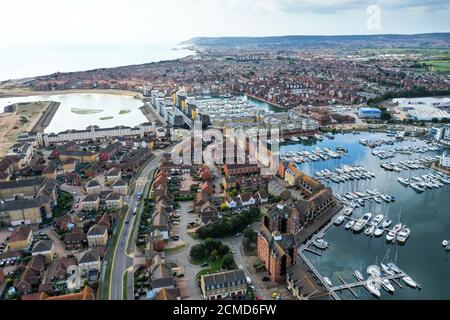 Luftdrohne Ansicht von Eastbourne East Sussex Stockfoto