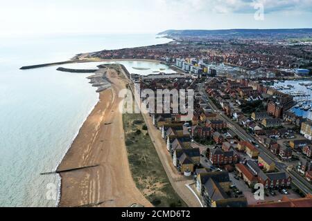 Luftdrohne Ansicht von Eastbourne East Sussex Stockfoto