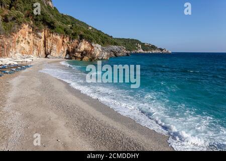 Strände von Griechenland, Mylopotamos Strand, Pelion, Volos Bezirk Stockfoto