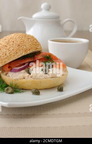 Lachs sandwich Stockfoto