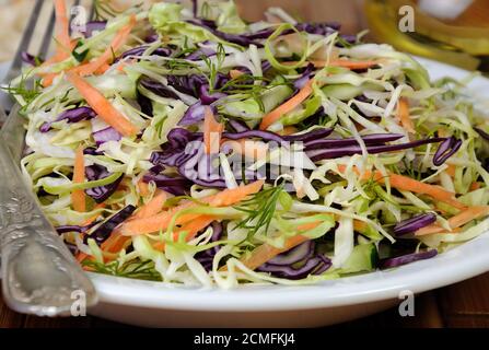 Salat aus Rot- und Weißkohl Stockfoto