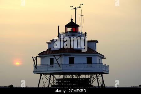 Der Thomas Point Shoal Lighthouse, ein historischer Leuchtturm in der Chesapeake Bay, Maryland. Stockfoto