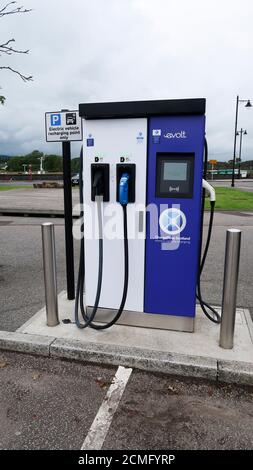 Ladestelle Schottland Elektroauto Ladestation Stockfoto