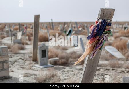 Zementierung in Dehistan, Mashhad-e Misriyyan, Balkan-Region, Turkmenistan Stockfoto