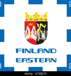 Nationale Wappen, Flagge und Emblem von Finnland - Ost Stockfoto