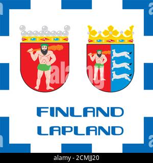 Nationale Wappen, Flagge und Emblem von Finnland - Lappland Stockfoto