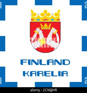 Nationale Wappen, Flagge und Emblem von Finnland - Karelien Stockfoto