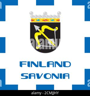 Nationale Wappen, Flagge und Emblem von Finnland - Savonia Stockfoto