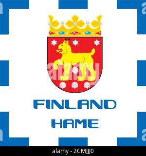 Nationale Wappen, Flagge und Emblem von Finnland - Hame Stockfoto