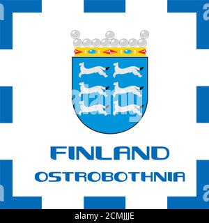 Nationale Wappen, Flagge und Emblem von Finnland - Ostrobothnien Stockfoto