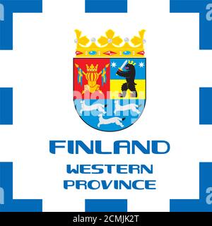 Nationale Wappen, Flagge und Emblem von Finnland - Westprovinz Stockfoto