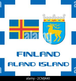 Nationale Wappen, Flagge und Emblem von Finnland - Aland Island Stockfoto