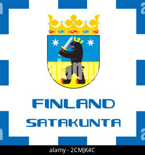 Nationale Wappen, Flagge und Emblem von Finnland - Satakunta Stockfoto