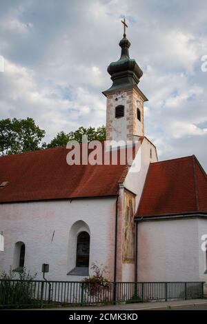 Heiligengeistkirche, historische öffentliche Krankenhauskirche in Weitra, Waldviertel, Österreich Stockfoto