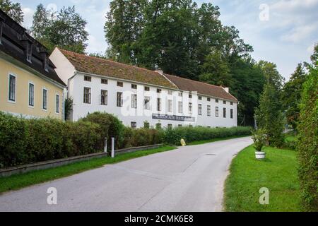 Alte Bekleidungsfabrik - Textilmuseum in Weitra, Waldviertel, Österreich Stockfoto