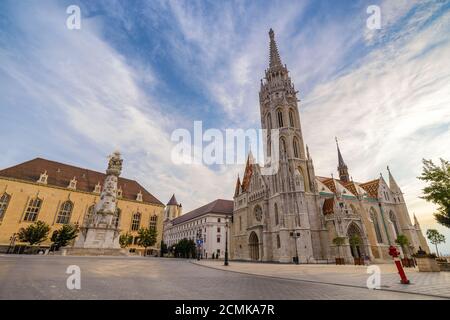 Budapest sunrise ciy Skyline bei Matthias Kirche, Budapest, Ungarn Stockfoto