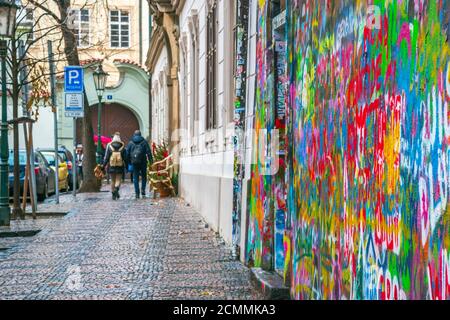 Tschechische Republik, Prag, Mala Strana, Velkopřevorské náměstí (Grand Priory Square) John Lennon Wall Stockfoto