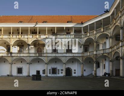 Innenhof von Schloss der Schlesischen Piasten in Brieg. Woiwodschaft Oppeln. Polen Stockfoto
