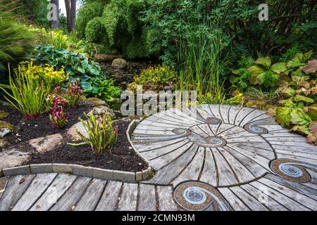 Zen Garden in Inverewe Garden, Poolewe, Wester Ross, Schottland, Großbritannien Stockfoto