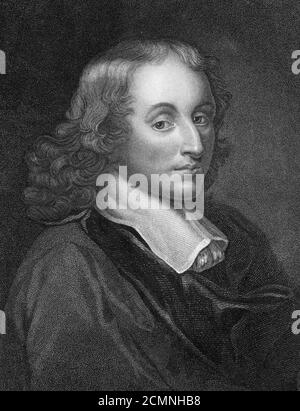 Blaise Pascal (1623-1662). Porträt des französischen Mathematikers und Physikers von Henry Meyer. Stockfoto