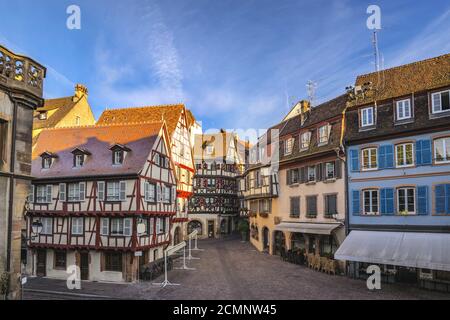 Colmar Fachwerk Haus City Skyline, Colmar, Frankreich Stockfoto