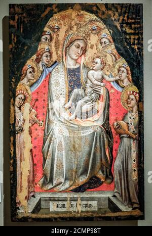 Italien Emilia Romagna Modena: Galerie Estense - Madonna mit Kind thront unter den Engeln. Simone dei Crocefissi, 13. Jahrhundert Stockfoto