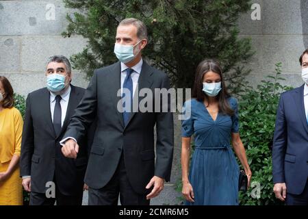 Madrid, Spanien. September 2020. Der spanische König Felipe VI. Und Königin Letizia nehmen an der Eröffnungsausstellung „ Delibes “ in Madrid am Donnerstag, den 17. September 2020 Teil. Quilez/Cordon Press Credit: CORDON PRESS/Alamy Live News Stockfoto