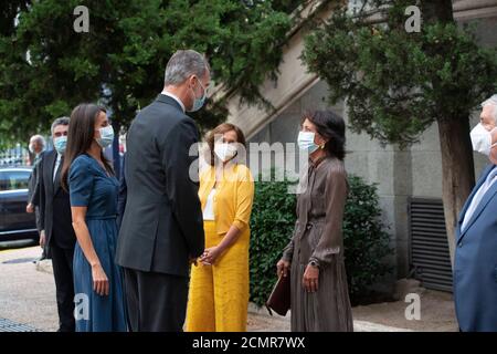 Madrid, Spanien. September 2020. Der spanische König Felipe VI. Und Königin Letizia nehmen an der Eröffnungsausstellung „ Delibes “ in Madrid am Donnerstag, den 17. September 2020 Teil. Quilez/Cordon Press Credit: CORDON PRESS/Alamy Live News Stockfoto