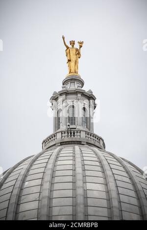 Wisconsin Statue auf der Kuppel des Wisconsin Capitol Building Stockfoto