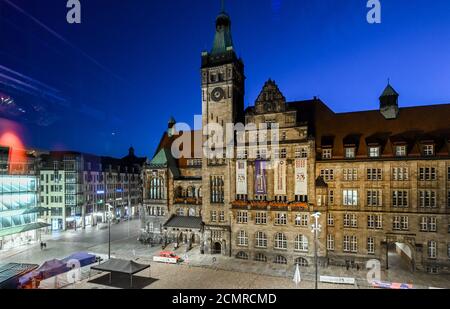 Chemnitz, Deutschland. September 2020. Blick auf das neue Rathaus von Chemnitz. Die Bürger der drittgrößten ostdeutschen Stadt wählen am Sonntag (20.09.2020) einen neuen Stadtführer. Quelle: Hendrik Schmidt/dpa-Zentralbild/dpa/Alamy Live News Stockfoto