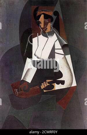 Juan Gris, 1916, Frau mit Mandolin, nach Corot (La femme à la Mandoline, d'après Corot), Stockfoto