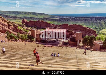 Menschen, die im Red Rocks Park und Ampitheater arbeiten Stockfoto