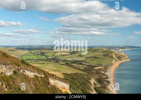 Blick vom Gipfel des Golden Cap Berg auf die Jurassic Küste in Dorset Stockfoto