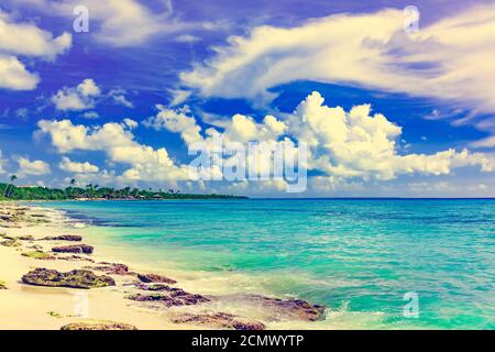 Getönte fantastische Landschaft karibische Küste Stockfoto