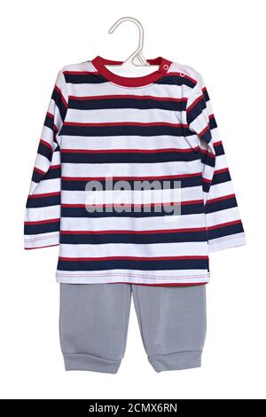 Baby-Kleidung. Hose und Pullover isoliert auf weißem Hintergrund Stockfoto