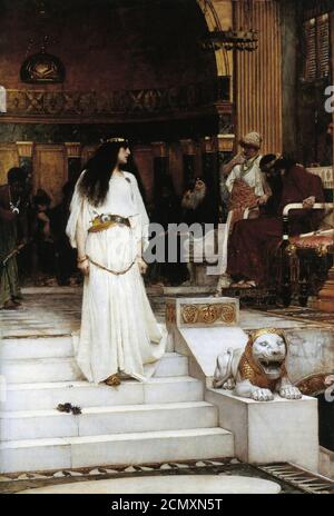 John William Waterhouse - Mariamne verlässt den Richterstuhl des Herodes, 1887. Stockfoto