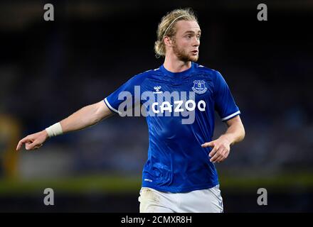 Everton's Tom Davies während des Carabao Cup zweiten Runde Spiel im Goodison Park, Liverpool. Stockfoto