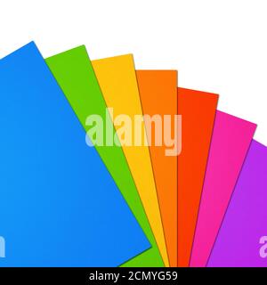 Bunte Regenbogen Blank A4 Blatt Bereich auf weißem Hintergrund Stockfoto